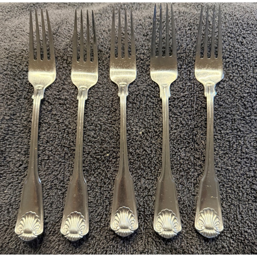 Towle London Shell 18/8 Stainless Dinner Forks Set of 5 Korea Flatware